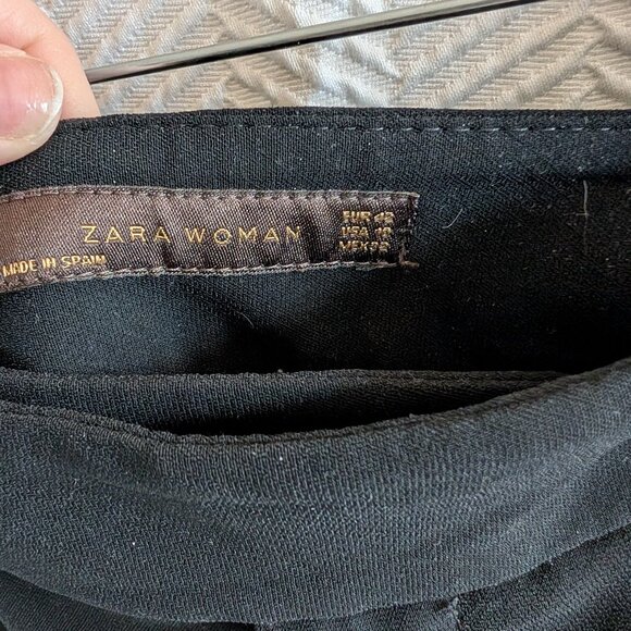 Zara Woman High Waist Wide Leg Trousers Black Size 10 Dress Pants Minimalist - Picture 2 of 11